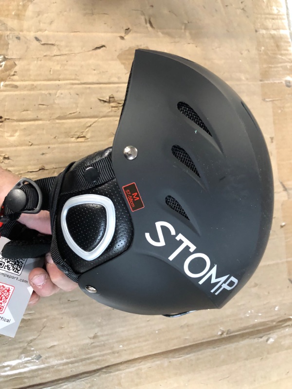 Photo 3 of [New] Stomp Ski & Snowboarding Snow Sports Helmet with Build-in Pocket in Ear Pads for Wireless Drop-in Headphone (Matte Black) Medium