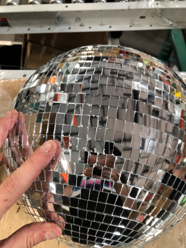 Photo 5 of [See Notes] 2 Pcs Jumbo Glass Disco Ball 16 and 12 Inch Mirror Disco Ball Large Silver Hanging Disco Ball 