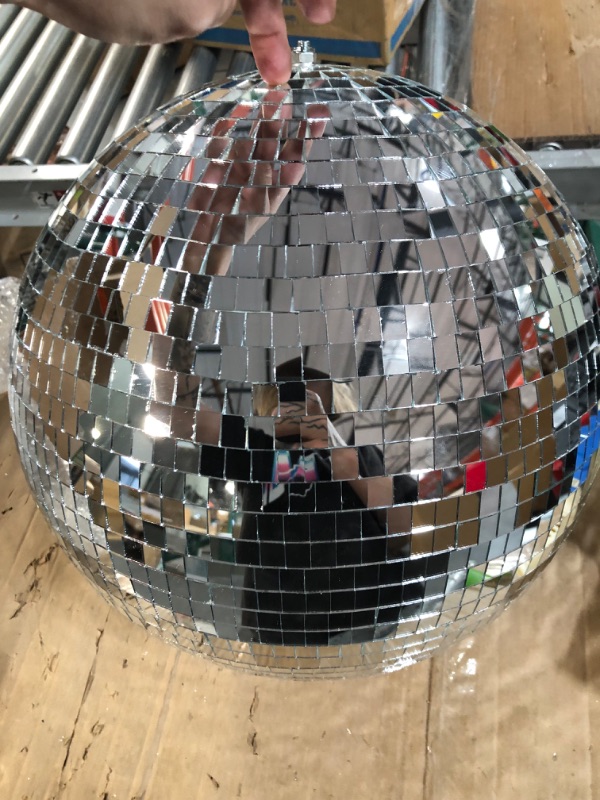 Photo 6 of [See Notes] 2 Pcs Jumbo Glass Disco Ball 16 and 12 Inch Mirror Disco Ball Large Silver Hanging Disco Ball 