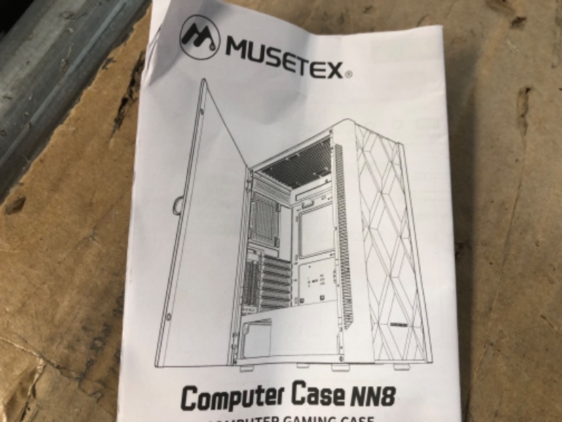 Photo 5 of MUSETEX ATX PC Case Mid-Tower with 6pcs 120mm ARGB Fans, Polygonal Mesh Computer Gaming Case with Type C, Opening Tempered Glass Side Panel, USB 3.0 x 2, Black, NN8.