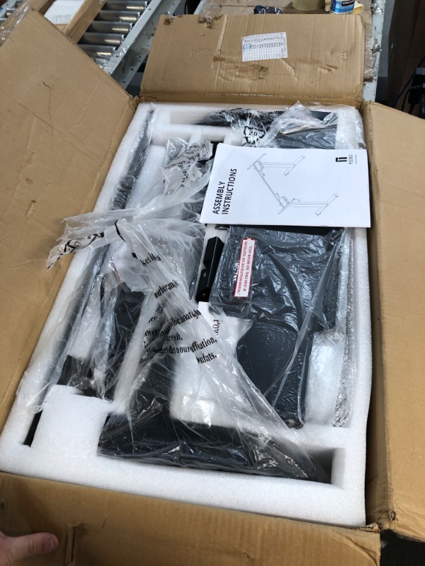 Photo 1 of FEZIBO Dual Motor Height Adjustable Standing Desk Frame, Adjustable Desk Legs for 43 Inches to 59 Inches Desk Tops, Home Office Sit Stand Desk Base, Black (Frame Only) Single Motor I Shaped Black