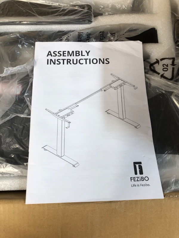 Photo 1 of FEZIBO Dual Motor Height Adjustable Standing Desk Frame, Adjustable Desk Legs for 43 Inches to 59 Inches Desk Tops, Home Office Sit Stand Desk Base, Black (Frame Only) Single Motor I Shaped Black