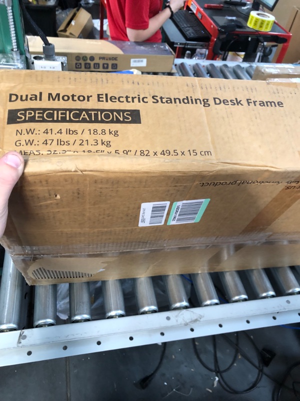 Photo 1 of FEZIBO Dual Motor Height Adjustable Standing Desk Frame, Adjustable Desk Legs for 43 Inches to 59 Inches Desk Tops, Home Office Sit Stand Desk Base, Black (Frame Only) Single Motor I Shaped Black