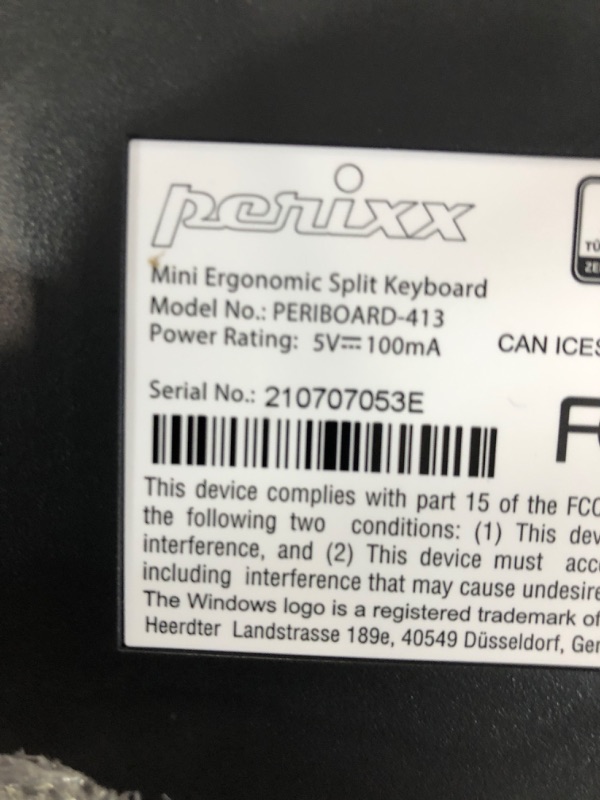 Photo 4 of Perixx PERIBOARD-413B US, Wired USB Ergonomic Compact Split Keyboard Black