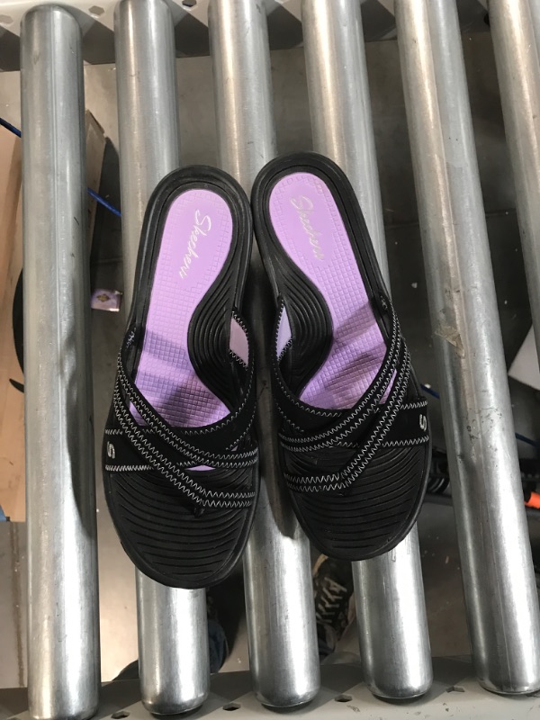 Photo 3 of [New] Skechers Cali Women's Rumblers-Beautiful People Wedge Sandal 9 Black/Lavender