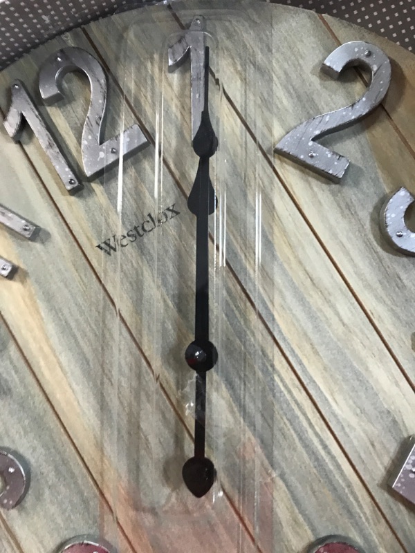 Photo 4 of Westclox Wall Clock Large Wooden Vintage Clock with Roman Numerals - (Full Wood)