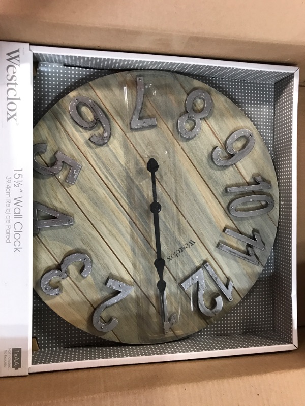 Photo 3 of Westclox Wall Clock Large Wooden Vintage Clock with Roman Numerals - (Full Wood)