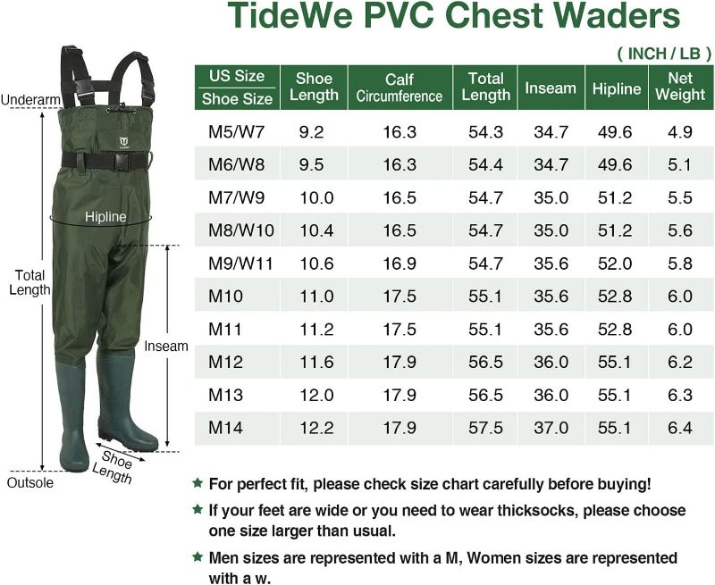 Photo 1 of Tidewe Chest Wader size 7 Green
