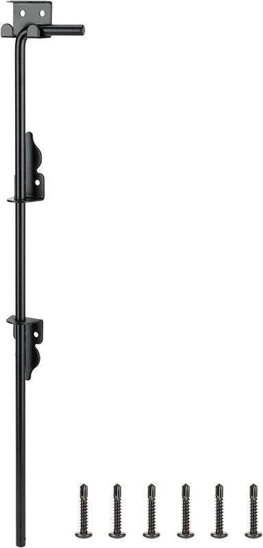 Photo 1 of 24 Inch Cane Bolt Heavy Duty Gate Drop Rod, Steel Gate Latch for Wooden Fence - Black
