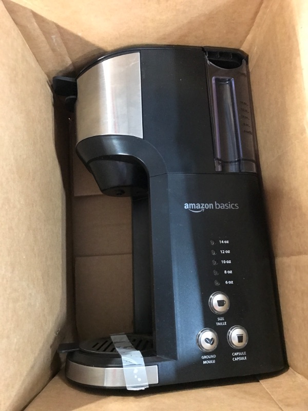 Photo 2 of [Minor Damage] Amazon Basics Dual Brew Single Serve Capsule Coffee Maker, 14 oz
