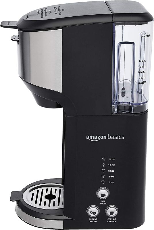 Photo 1 of [Minor Damage] Amazon Basics Dual Brew Single Serve Capsule Coffee Maker, 14 oz
