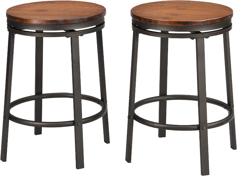 Photo 3 of  *STOCK PHOTO FOR REFERENCE ONLY*  Bar Stools Counter Height Wood and Metal Bar Stool Chairs Set of 6, Dark Brown
