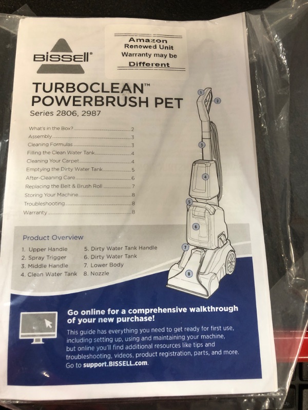 Photo 2 of **FOR PARTS ONLY**  Bissell TurboClean PowerBrush Pet Carpet Cleaner, 2987,Green/ Black