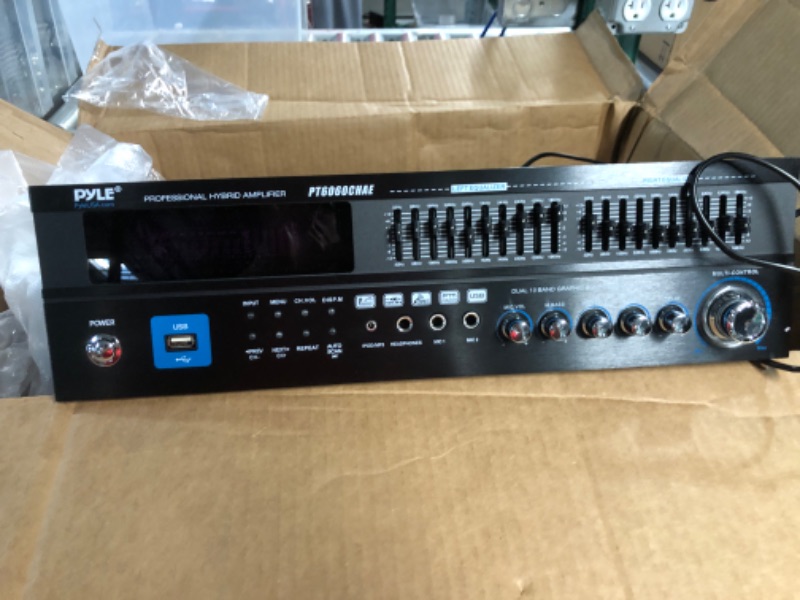 Photo 3 of 6-Channel Bluetooth Hybrid Home Amplifier - 2000W Home Audio Rack Mount Stereo Power Amplifier Receiver w/ Radio, 