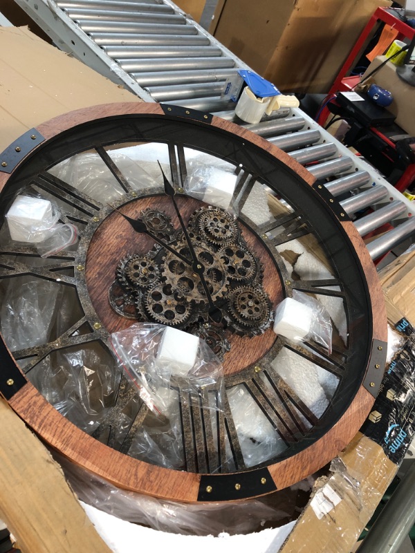 Photo 2 of 

27 inch Large Real Moving Gears Wall Clock with Toughened Glass Cover, Oversized Vintage Solid Wood Farmhouse Clock, Giant Decorative Rustic Wall Clock