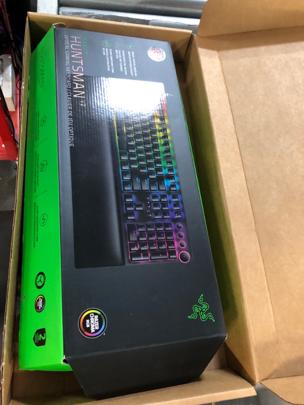 Photo 2 of Razer Huntsman V2 Analog Gaming Keyboard: Razer Analog Optical Switches - Chroma RGB Lighting - Magnetic Plush Wrist Rest - Dedicated Media Keys & Dial - Classic Black