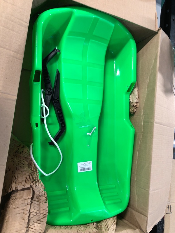 Photo 2 of [USED] AGPTEK 47/35/31/26.5/25 Inch Durable Downhill Sprinter Toboggan Snow Sled for Boys Girls Adults with Built-in Handles and Pulling Rope Green-25"