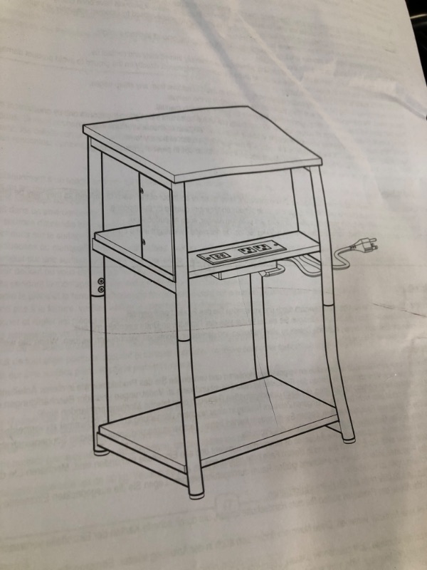 Photo 3 of (READ NOTES) Rolanstar End Table with Charging Station, Small - Black