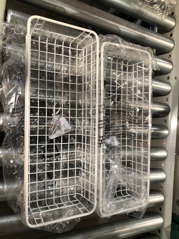 Photo 2 of [USED] mDesign Wallmount Metal Storage Basket  16 x 6 x 3 - set of 2