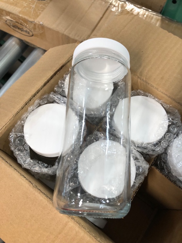 Photo 3 of [ 8 Pack ] 16 OZ Glass Juicing Bottles w Airtight Lids WHITE