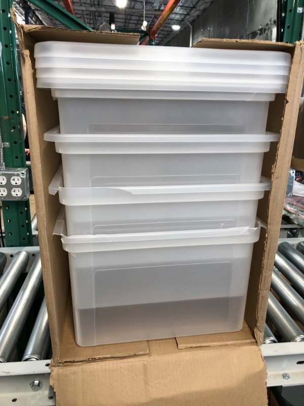 Photo 1 of *DAMAGED* IRIS USA Letter/Legal File Tote Box, 4 Pack, Crystal Clear