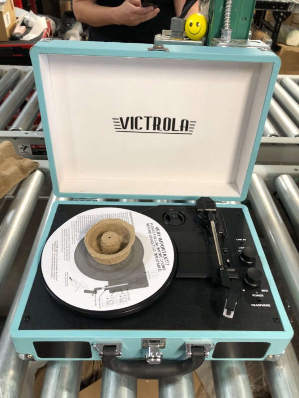 Photo 3 of Victrola Journey+ Bluetooth Suitcase Record Player, Turquoise