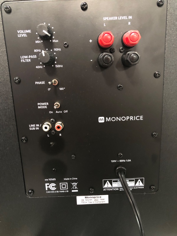 Photo 6 of *UNTESTED* Monoprice 10565 Premium 5.1 Channel Home Theater System with Subwoofer Black Premium 5.1 W/8in Sub Single