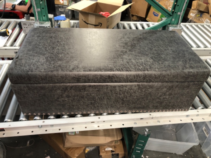 Photo 1 of *DAMAGED* Christopher Knight Home Carl Traditional Microfiber Storage Ottoman, Slate