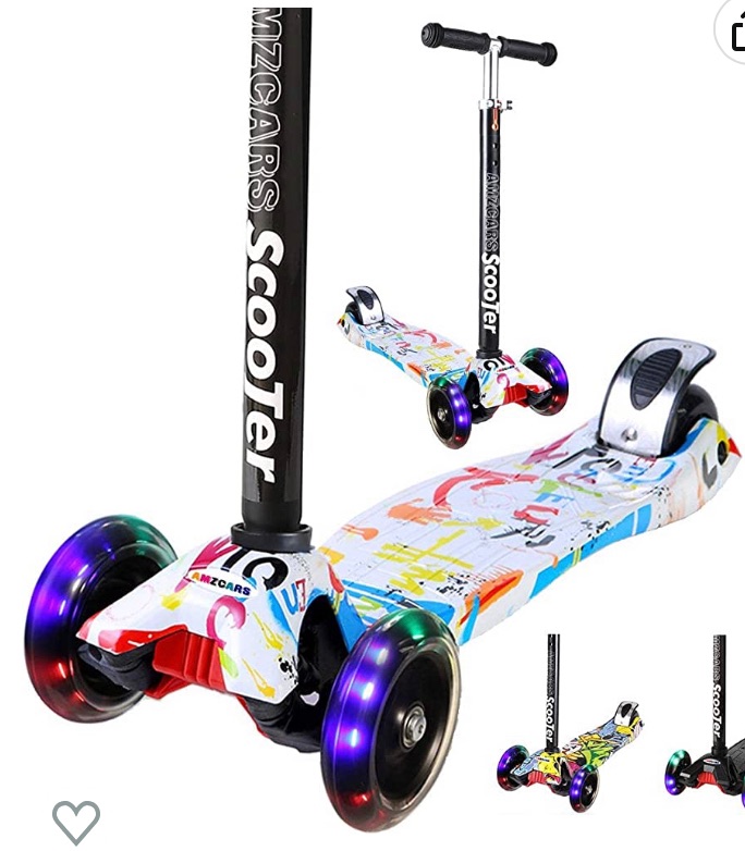 Photo 1 of Kick Scooter for Kids, 3 Wheels Toddlers Scooter for 6 Years Old Boys Girls Learn to Steer, Kids Scooter 4 Adjustable Height, Extra-Wide Deck, Flashing Wheel Lights for Children Gifts
