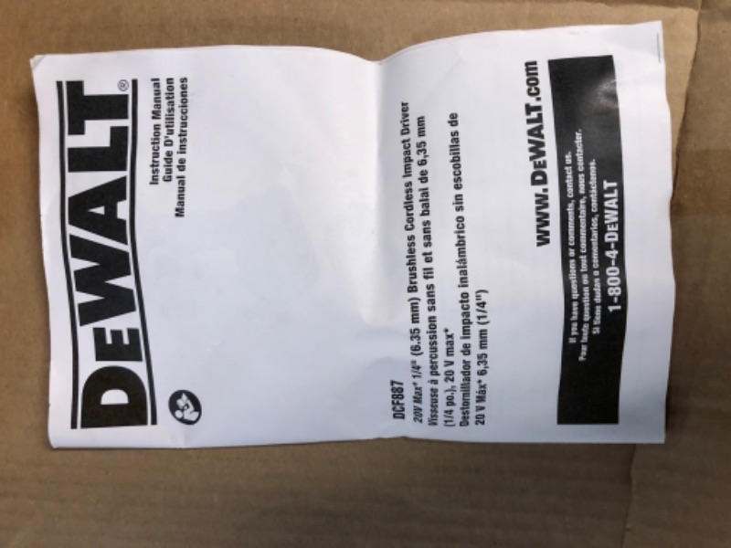 Photo 4 of *SEE NOTES DEWALT DCF887B 20V MAX XR Li-Ion Brushless 0.25" 3-Speed Impact Driver with DEWALT DCB230C 20V Battery Pack w/ 3.0 AH Battery & Charger