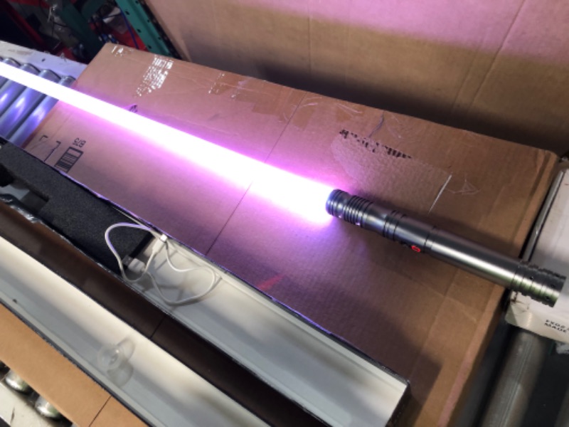 Photo 2 of FX Dueling Light Saber - Smooth Swing Light Sabers RGB 16 Colors Changeable FX Saber with 4 Sound Fonts, Metal Hilt for Boys Teens Adults Heavy Dueling, FOC, Blaster (Grey)