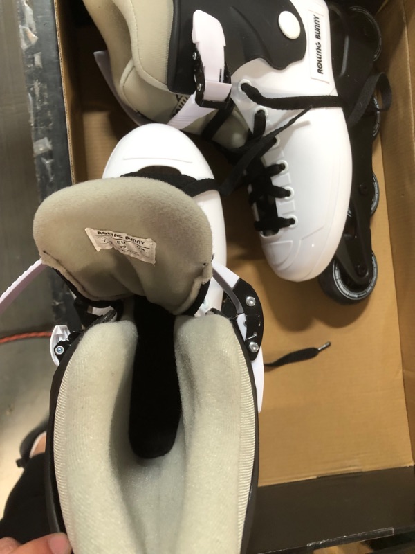 Photo 6 of *USED* RollingBunny Inline Skates  - with Durable Outer Shell and Ankle Support, ABEC-7 Bearings, Solid and Comfortable Black / White US 7?W7-W7.5)