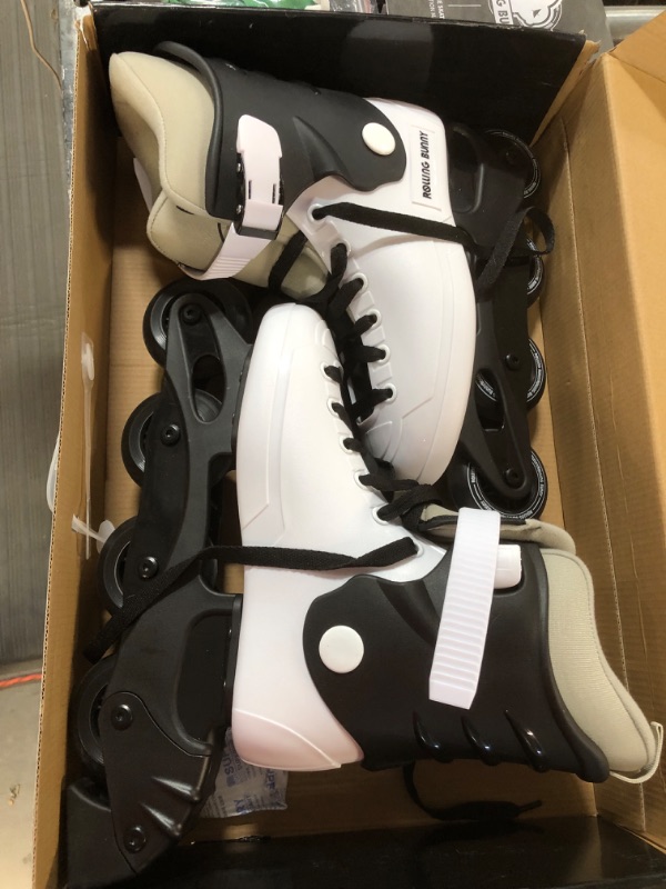 Photo 4 of *USED* RollingBunny Inline Skates  - with Durable Outer Shell and Ankle Support, ABEC-7 Bearings, Solid and Comfortable Black / White US 7?W7-W7.5)