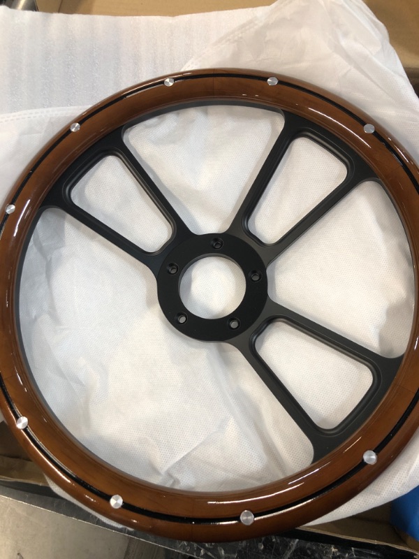 Photo 2 of 14" Real Mahogany Wood Steering Wheel w/Black Chevy Horn for Chevy C/K Series Truck