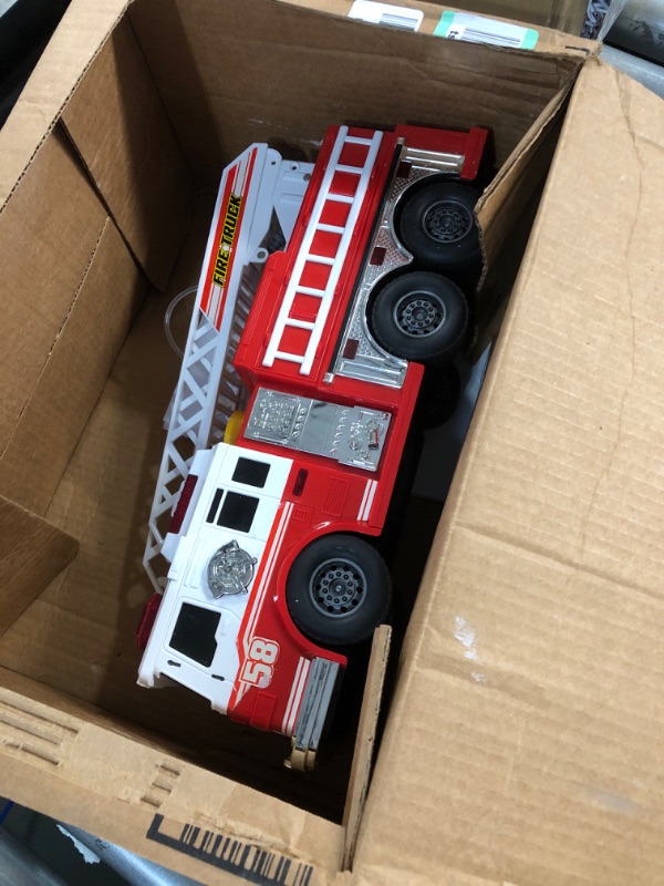 Photo 2 of Fire Truck Motorized with Lights, Siren Sound, Working Water Pump and Rotating Rescue Ladder- Electric, Motorized, Big Fun Size 15", Realistic Design- for Toddlers, Kids Aged 3+ Years Old