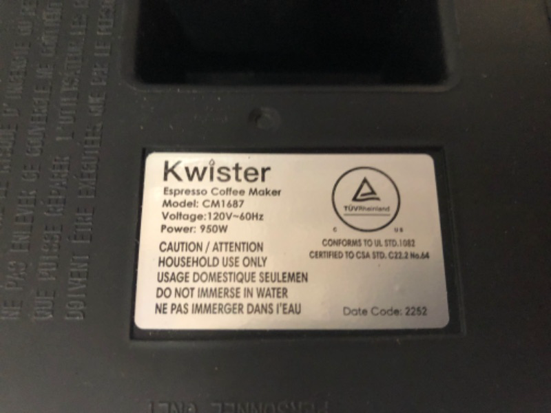 Photo 1 of *Used/Dirty* Kwister 20 Bar Espresso Maker with Milk Frother, Digital Touch Panel, 50 OZ Removable Water Tank, Stainless Steel