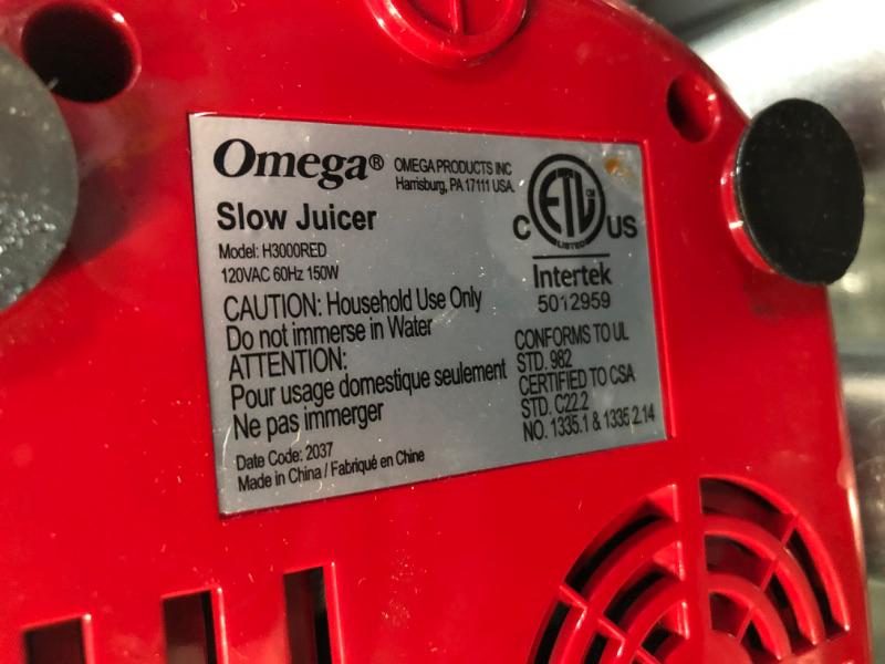 Photo 8 of *Used/Dirty* Omega Cold Press 365 Masticating Juicer in RED.