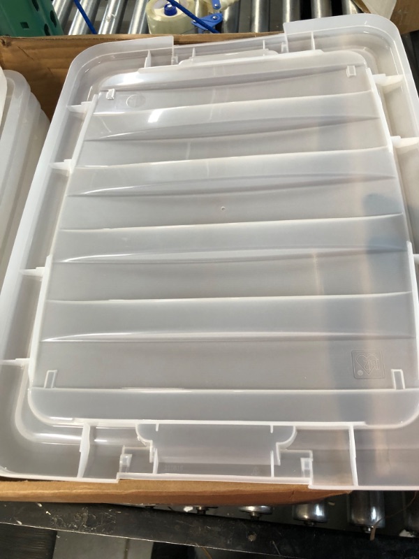 Photo 7 of *Minor Damage* IRIS USA 32 Qt. Plastic Storage Bin with Durable Lid and Secure Latching Buckles, 4 Pack