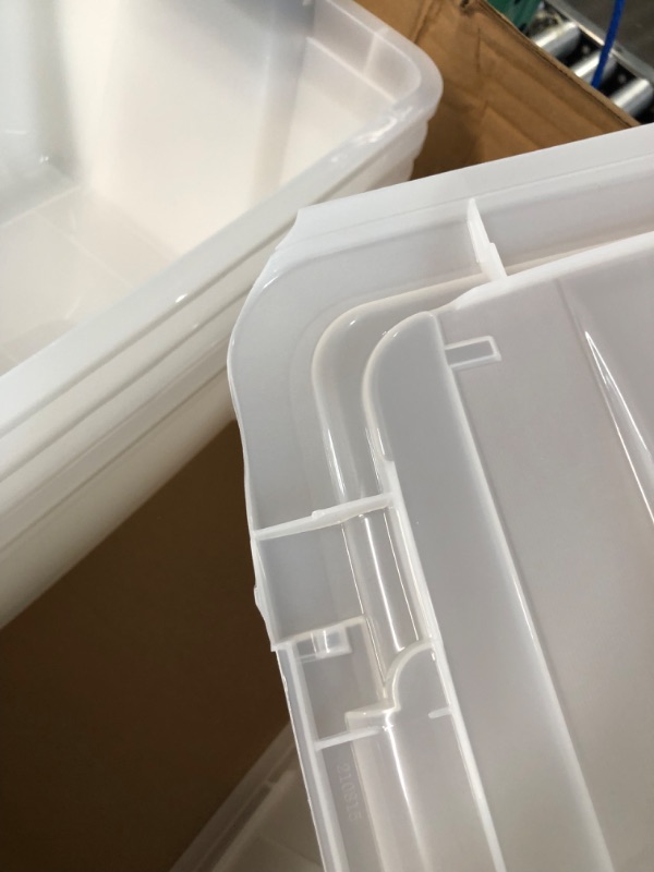 Photo 4 of *Minor Damage* IRIS USA 32 Qt. Plastic Storage Bin with Durable Lid and Secure Latching Buckles, 4 Pack