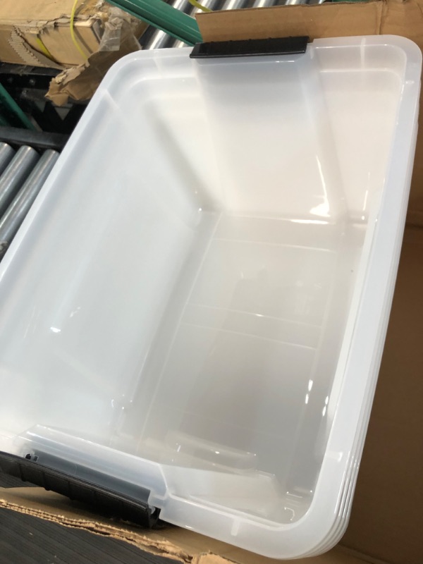 Photo 5 of *Minor Damage* IRIS USA 32 Qt. Plastic Storage Bin with Durable Lid and Secure Latching Buckles, 4 Pack