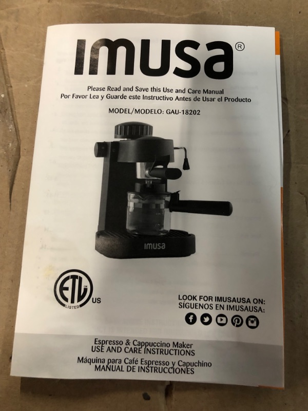 Photo 4 of *Used/Dirty* IMUSA 4 Cup Electric Espresso/Cappuccino Maker 800 Watts - Black