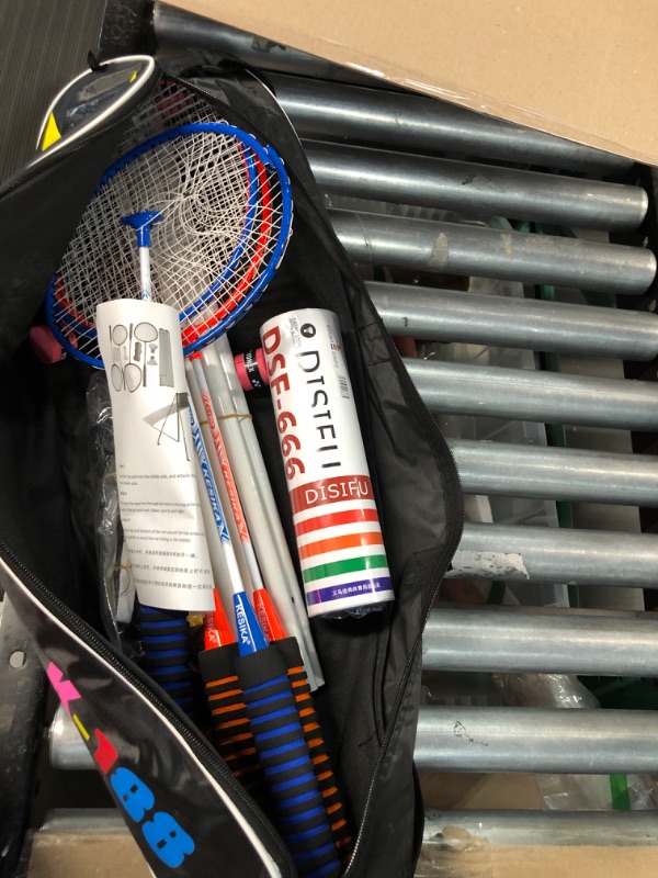 Photo 4 of *1 Racket Damaged* KESIKA Badminton Rackets 4 Pack Set with 6 Shuttlecocks 4 Overgrip Badminton Net Carrying Bag