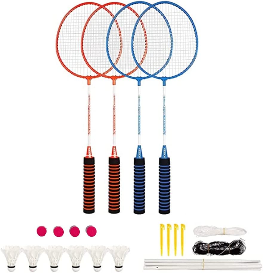 Photo 1 of *1 Racket Damaged* KESIKA Badminton Rackets 4 Pack Set with 6 Shuttlecocks 4 Overgrip Badminton Net Carrying Bag