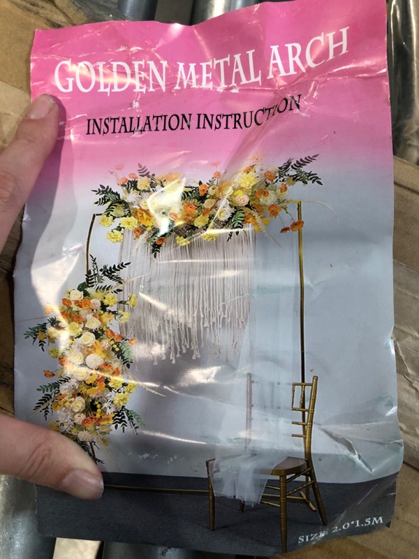 Photo 1 of *Minor Scratches* 6.6FT x 5FT Gold Rectangular Metal Balloon Arch Stand Kit 