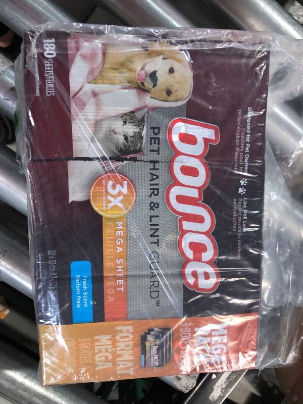 Photo 2 of Bounce Pet Hair and Lint Guard Mega Fabric Softener Dryer Sheets 180 Count