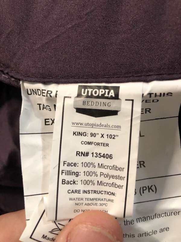 Photo 4 of [Like New] Utopia Bedding 1 Comforter Duvet Insert Plum/Purple with 2 Pack Bed Pillows White (King)