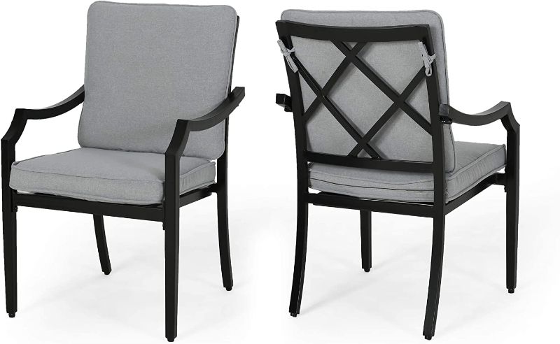 Photo 1 of [See Notes] Great Deal Furniture Belle Diego Outdoor Aluminum Dining Chairs with Cushions (Set of 2)
