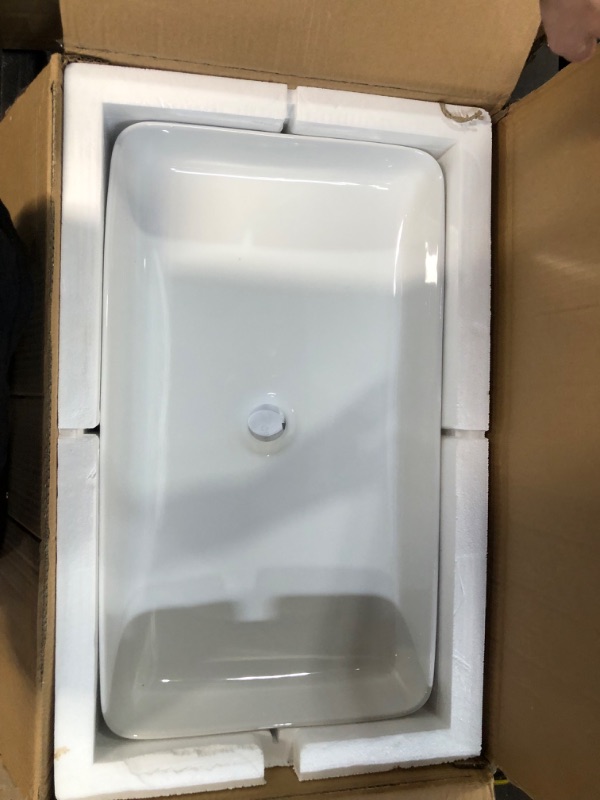 Photo 3 of [Brand New] Rectangular Vessel Sink For Bathroom - Fulorni 24"x14" - White