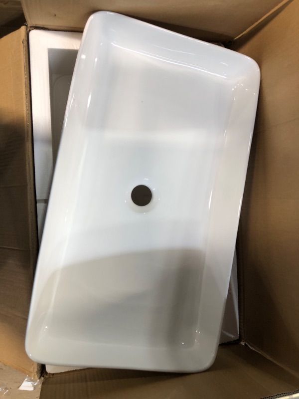 Photo 4 of [Brand New] Rectangular Vessel Sink For Bathroom - Fulorni 24"x14" - White