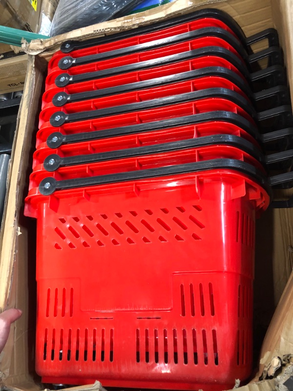 Photo 3 of [Brand New] 8 Pcs 35L Shopping Basket with Wheels  (Red)